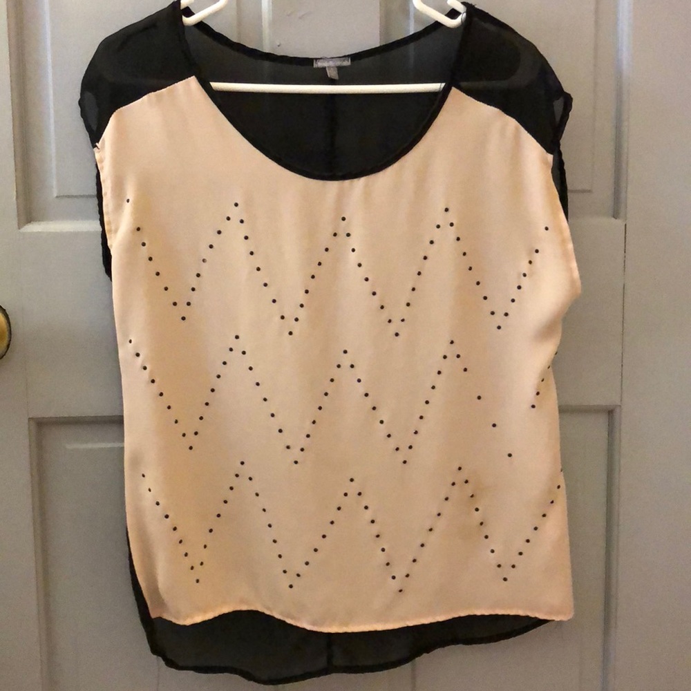 Black and pink sheer blouse